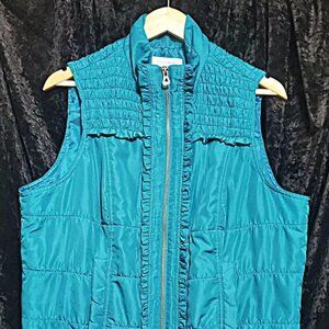 Christopher & Banks full zip ruffle puffer vest size L